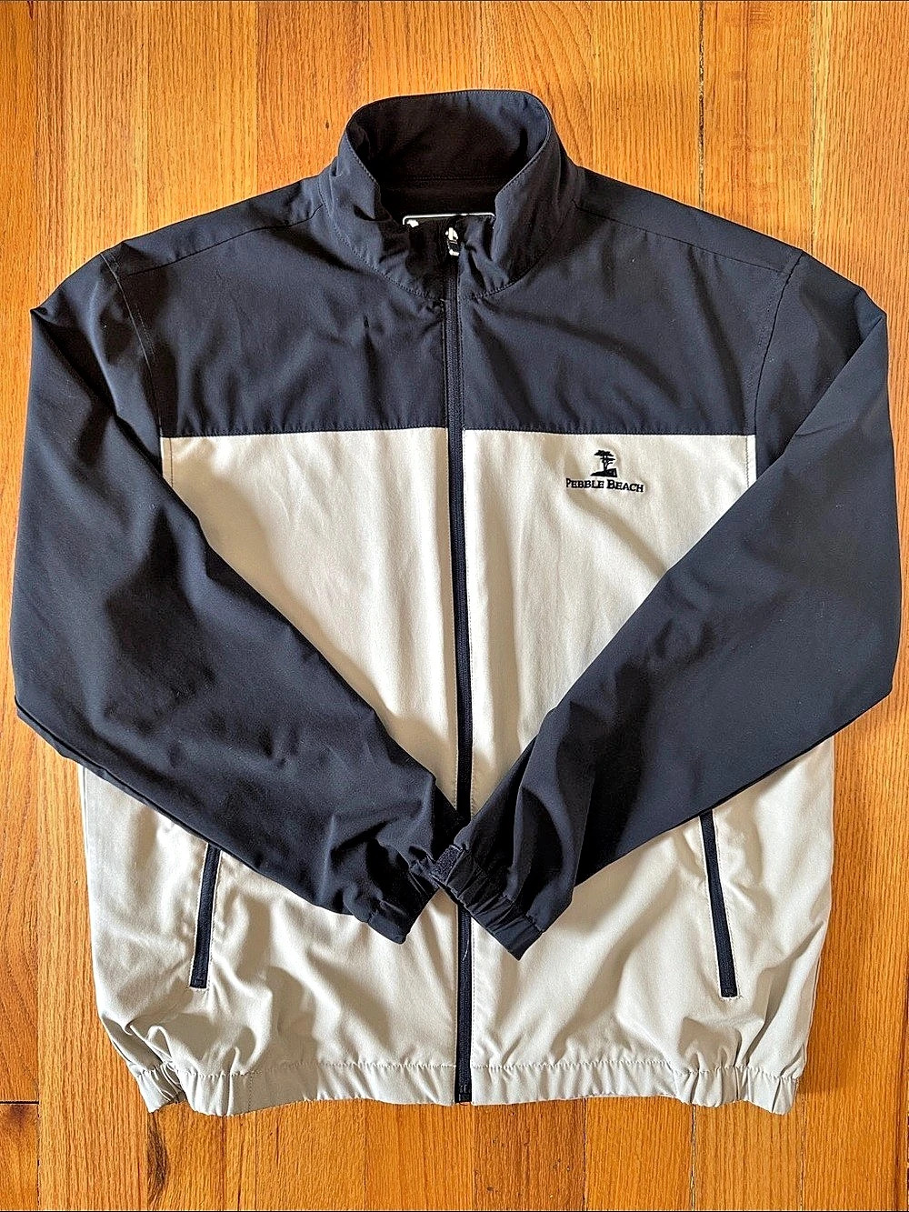 Pebble Beach Performance Windbreaker Color Block Windbreaker Black & Cream Size